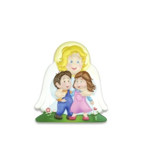 Statuetta magnetica per bambini dell'Angelo Custode in resina porcellanata