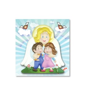 Statuetta magnetica per bambini dell'Angelo Custode in resina porcellanata