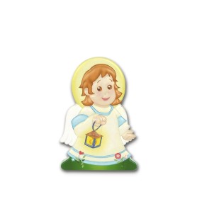 Statuetta magnetica per bambini dell'Angelo con lanterna in resina porcellanata