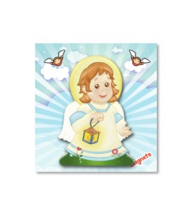 Statuetta magnetica per bambini dell'Angelo con lanterna in resina porcellanata