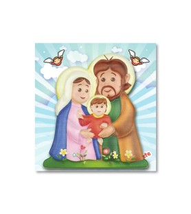 Statuetta magnetica per bambini della Sacra Famiglia in resina porcellanata
