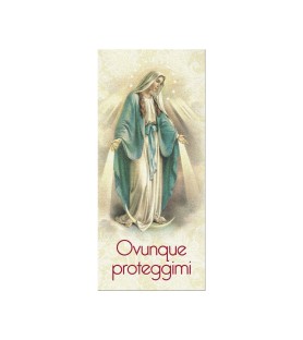 Confezone da 20 Pezzi di: Segnalibro in pregiato cartoncino perlato della Madonna Miracolosa con preghiera a retro