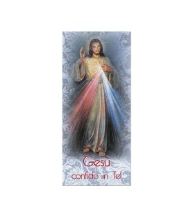 Confezone da 20 Pezzi di: Segnalibro in pregiato cartoncino perlato di Gesù Misericordioso con preghiera a retro
