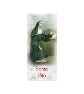 Confezone da 20 Pezzi di: Segnalibro in pregiato cartoncino perlato di Santa Rita da Cascia con preghiera a retro