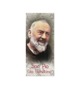 Confezone da 20 Pezzi di: Segnalibro in pregiato cartoncino perlato di Padre Pio con preghiera a retro
