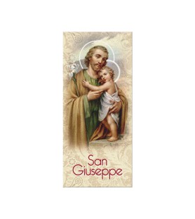 Confezone da 20 Pezzi di: Segnalibro in pregiato cartoncino perlato di San Giuseppe con preghiera a retro