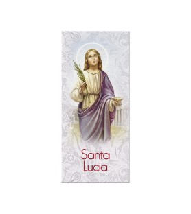 Confezone da 20 Pezzi di: Segnalibro in pregiato cartoncino perlato di Santa Lucia con preghiera a retro