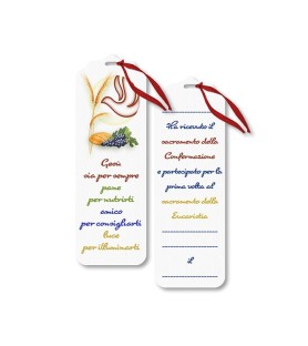 Segnalibro o chiudipacco con i simboli eucaristici della Prima Comunione e della Cresima