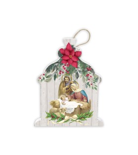 Decorazione natalizia in pioppo bianco stampato