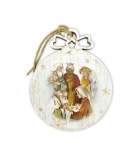Decorazione natalizia in pioppo bianco stampato