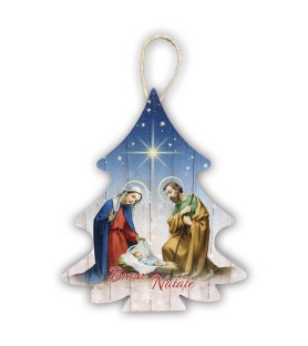 Decorazione natalizia in pioppo bianco stampato
