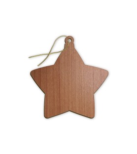 Set di3 Decorazioni Natalizie in Legno e Carta Perlata, a Forma di Cuore, Tonda e a Stella