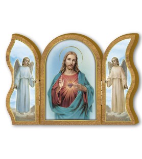 Polittico devozionale in legno del Sacro Cuore di Gesù