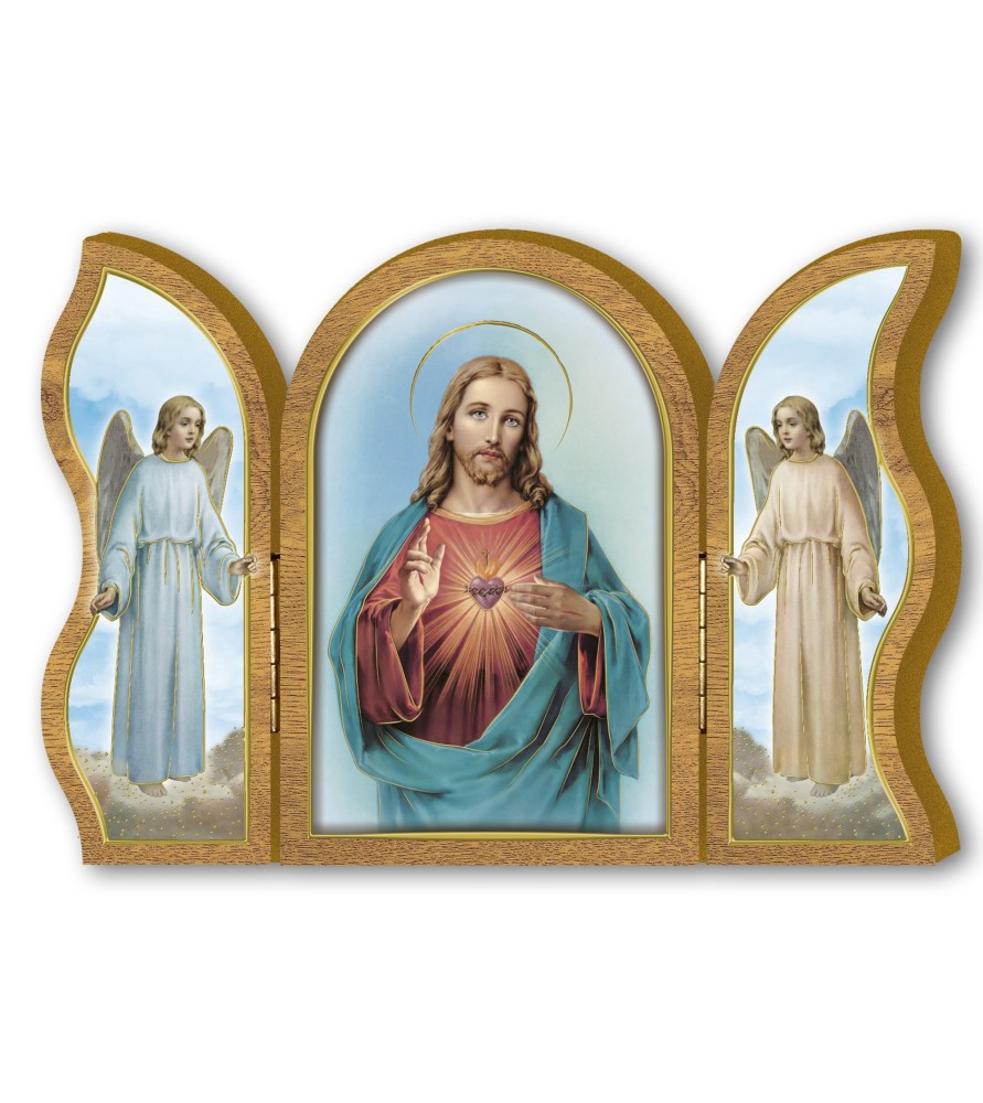 Polittico devozionale in legno del Sacro Cuore di Gesù Polittico devozionale in legno del Sacro Cuore di Gesù