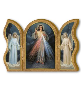 Polittico devozionale in legno di Gesù Misericordioso