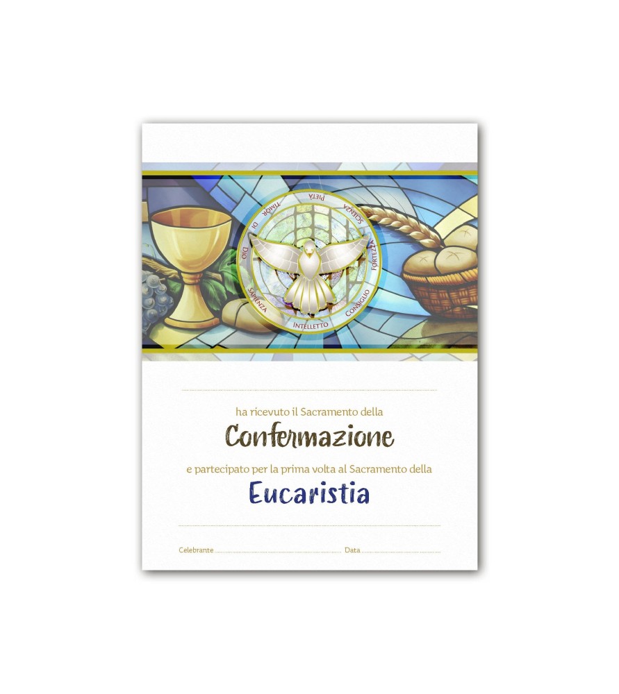 25 Certificati in carta pergamena per il ricevimento della Prima Comunione e della Cresima