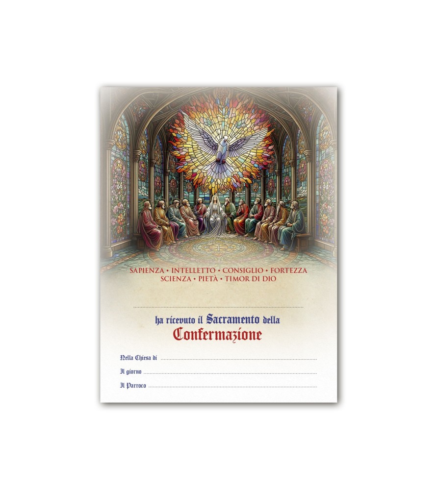 25 Certificati in carta pergamena per il ricevimento della Cresima 25 Certificati in carta pergamena per il ricevimento della Cresima