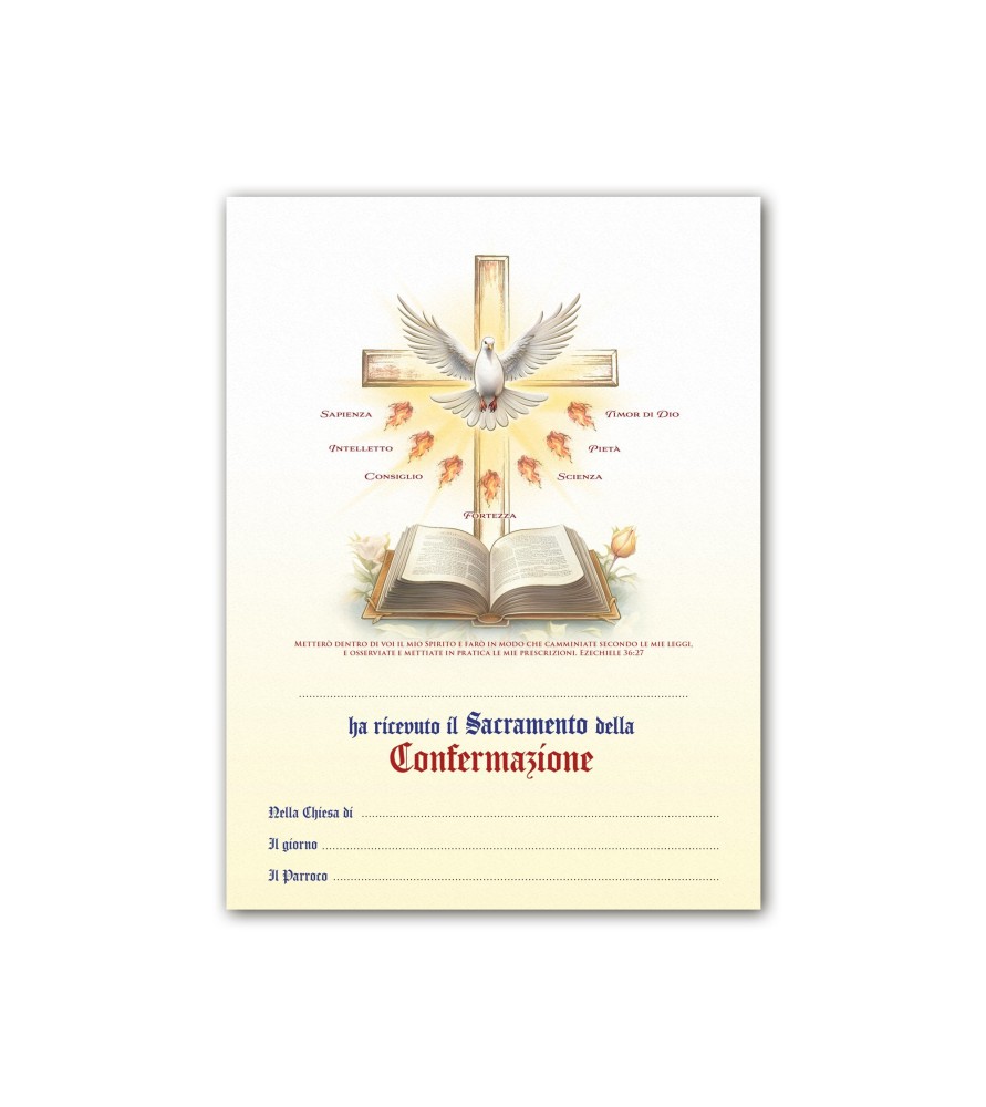 25 Certificati in carta pergamena per il ricevimento della Cresima