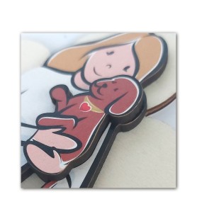 Angelo dei Cuccioli in legno con scatola regalo