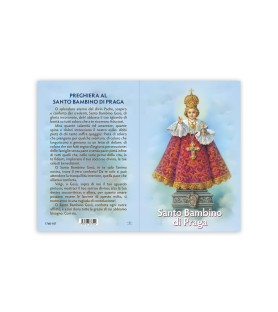 Statuetta bidimensionale del Santo Bambino di Praga con preghiera e biografia