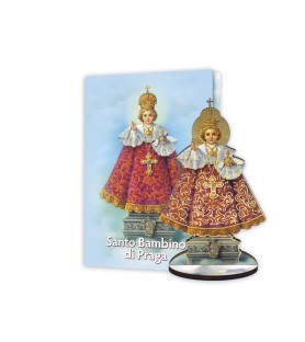 Statuetta bidimensionale del Santo Bambino di Praga con preghiera e biografia
