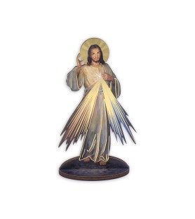 Statuetta bidimensionale di Gesù Misericordioso con preghiera e biografia
