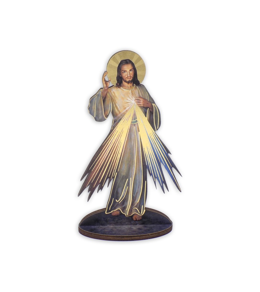 Statuetta bidimensionale di Gesù Misericordioso con preghiera e biografia Statuetta bidimensionale di Gesù Misericordioso con preghiera e biografia