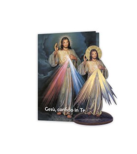 Statuetta bidimensionale di Gesù Misericordioso con preghiera e biografia