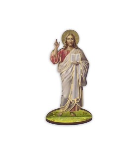 Statuetta bidimensionale di Gesù e i Dieci Comandamenti con preghiera e biografia