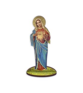 Statuetta bidimensionale del Cuore Immacolato di Maria con preghiera e biografia
