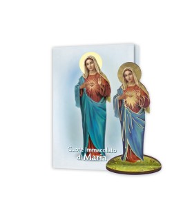 Statuetta bidimensionale del Cuore Immacolato di Maria con preghiera e biografia