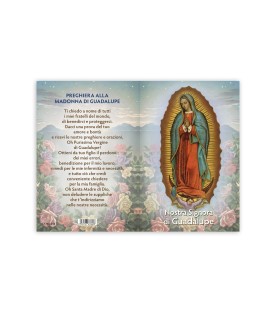 Statuetta bidimensionale della Madonna di Guadalupe con preghiera e biografia