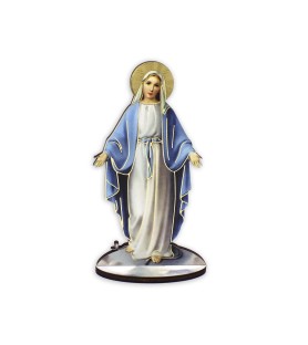 Statuetta bidimensionale della Madonna Miracolosa con preghiera e biografia