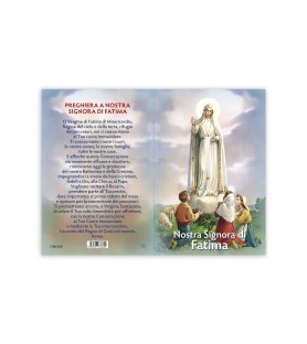 Statuetta bidimensionale della Madonna di Fatima con preghiera e biografia