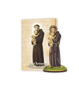 Statuetta bidimensionale di Sant'Antonio da Padova con preghiera e biografia