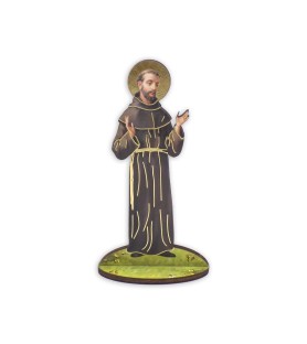 Statuetta bidimensionale di San Francesco d'Assisi con preghiera e biografia