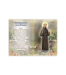 Statuetta bidimensionale di San Francesco d'Assisi con preghiera e biografia