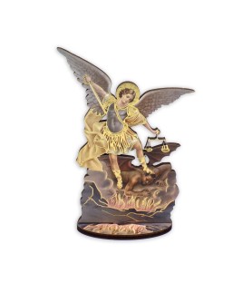 Statuetta bidimensionale di San Michele con preghiera e biografia