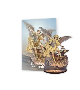 Statuetta bidimensionale di San Michele con preghiera e biografia