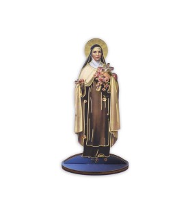 Statuetta bidimensionale di Santa Teresa con preghiera e biografia