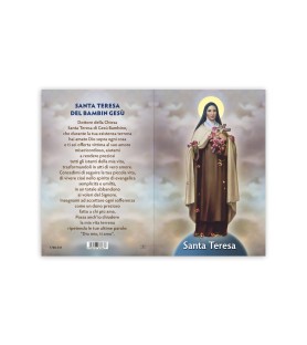 Statuetta bidimensionale di Santa Teresa con preghiera e biografia