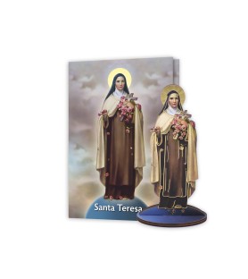 Statuetta bidimensionale di Santa Teresa con preghiera e biografia