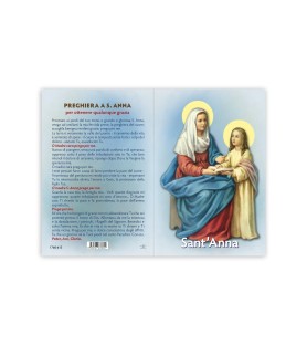 Statuetta bidimensionale di Sant'Anna con preghiera e biografia