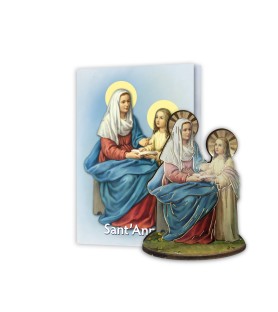 Statuetta bidimensionale di Sant'Anna con preghiera e biografia