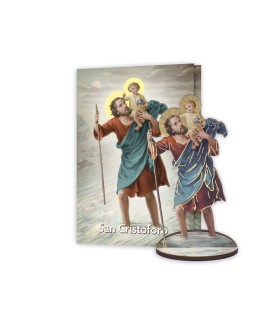 Statuetta bidimensionale di San Cristoforo con preghiera e biografia