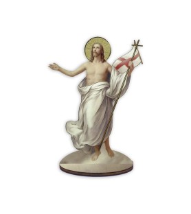 Statuetta bidimensionale di Gesù Risorto con preghiera e biografia