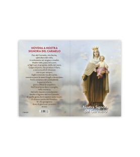 Statuetta bidimensionale della Madonna del Carmelo con preghiera e biografia