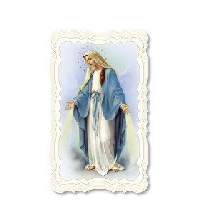 Confezione da 50 pezzi di: Santino in carta telata color avorio della Madonna Miracolosa