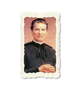 Confezione da 50 pezzi di: Santino in carta telata color avorio di San Giovanni Bosco