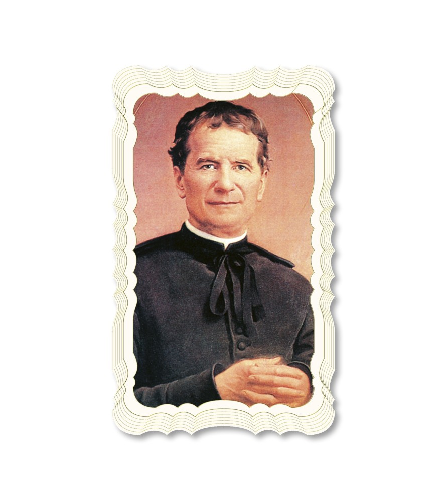 Confezione da 50 pezzi di: Santino in carta telata color avorio di San Giovanni Bosco Confezione da 50 pezzi di: Santino in carta telata color avorio di San Giovanni Bosco